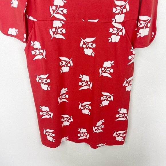 Boden Orange Floral Midi Sleeved Pencil Dress Stretch Size 10 Long - Picture 3 of 8